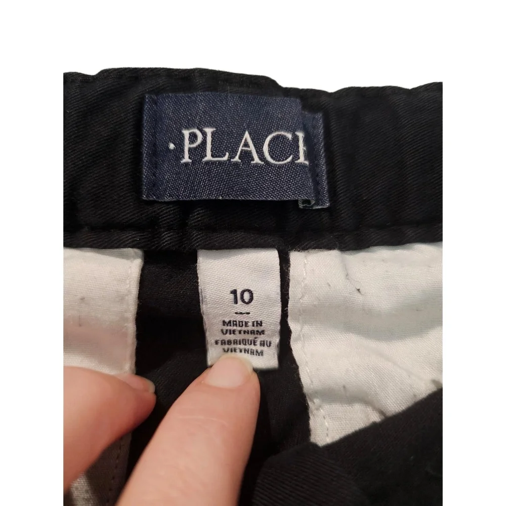 THE CHILDRENS PLACE Black Chino Bermuda Adjustable Waistband Shorts Boys Size 10